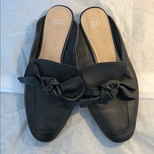 BP Black Leather Mules with Bow
